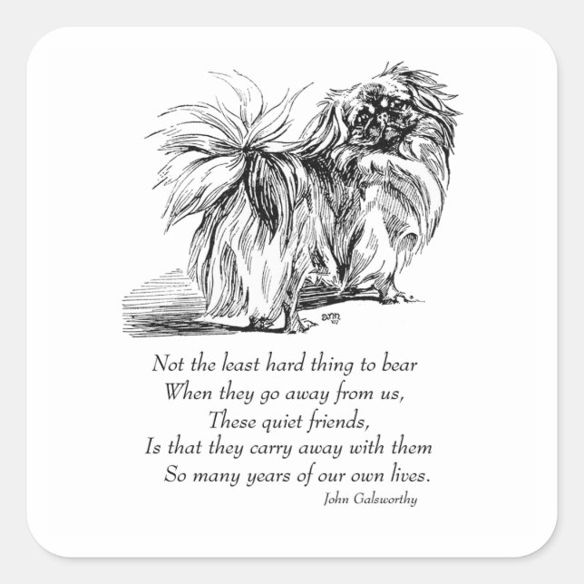 Pegatina Cuadrada Puente arcoiris de perro de Pekín (Anverso)