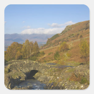Pegatina Cuadrada Puente Ashness, Distrito de los Lagos, Cumbria, In