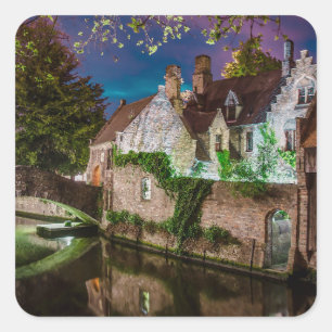 Pegatina Cuadrada Puente Bonifacius en Brujas