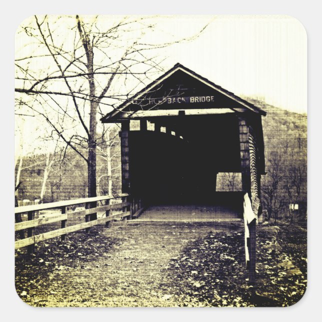 Pegatina Cuadrada Puente cubierto (Anverso)