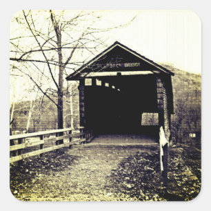 Pegatina Cuadrada Puente cubierto