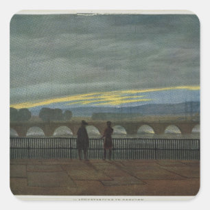 Pegatina Cuadrada Puente de agosto en Dresden
