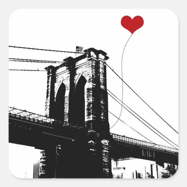 Pegatina Cuadrada Puente de Brooklyn (Anverso)
