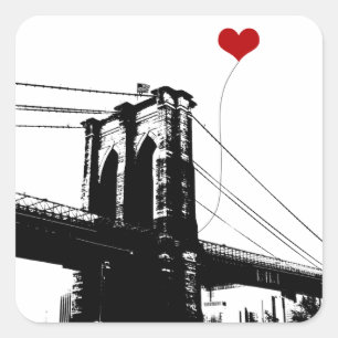 Pegatina Cuadrada Puente de Brooklyn