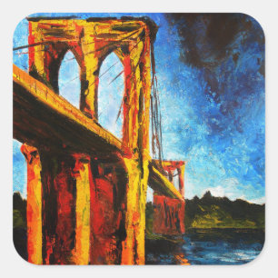 Pegatina Cuadrada Puente de Brooklyn a Utopía 2009