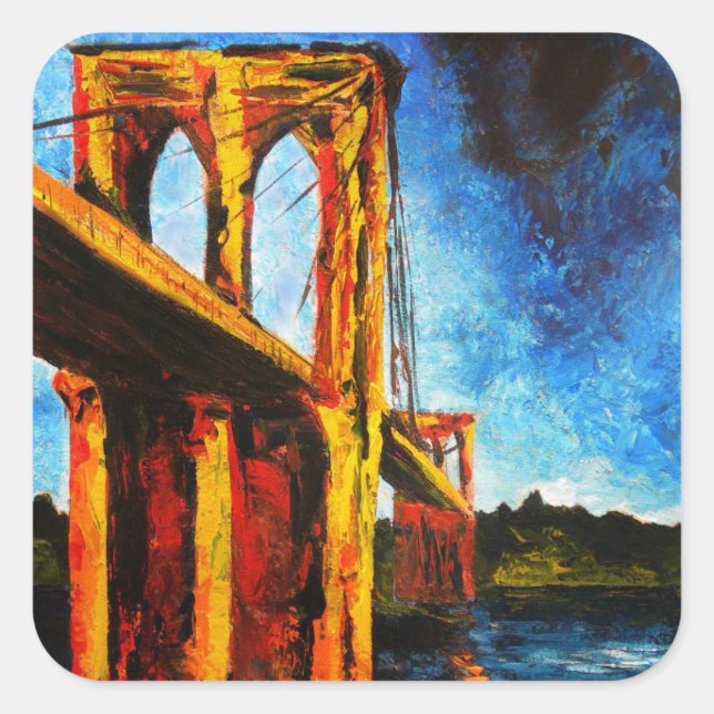 Pegatina Cuadrada Puente de Brooklyn a Utopia 2009 (Anverso)