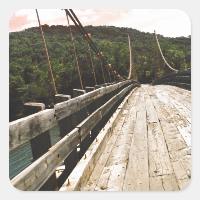 Pegatina Cuadrada puente de castores (Anverso)