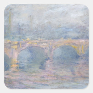 Pegatina Cuadrada Puente de Claude Monet el Waterloo, Londres, en