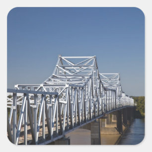 Pegatina Cuadrada puente de la autopista I-20 sobre el río Mississip