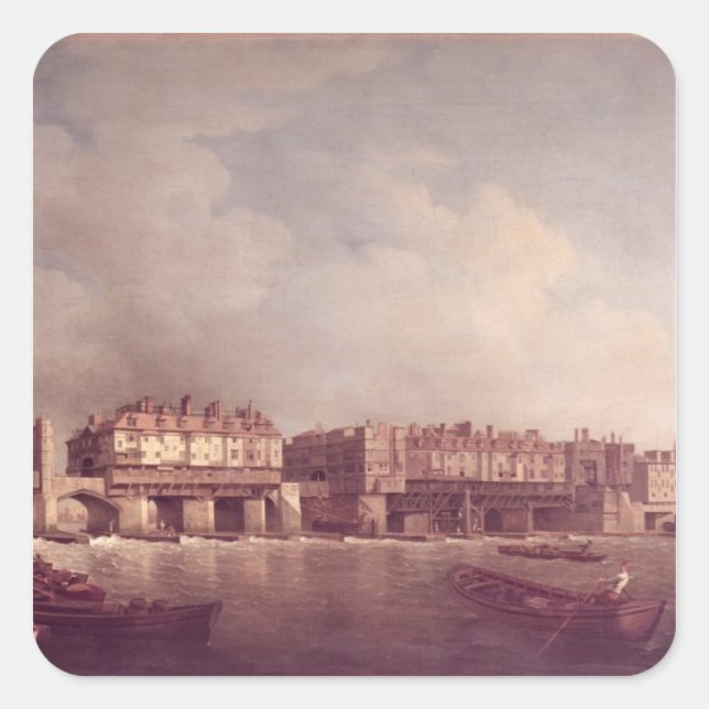 Pegatina Cuadrada Puente de Londres antes de la modificación en 1757 (Anverso)