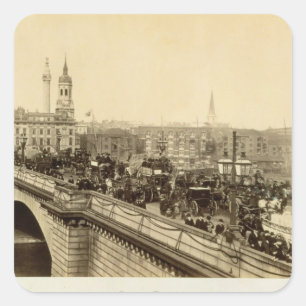 Pegatina Cuadrada Puente de Londres, c.1880 (foto de la sepia)