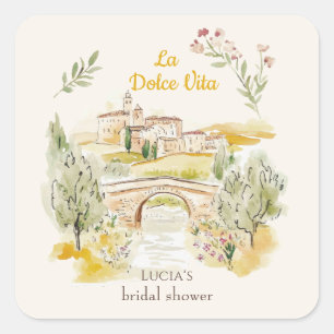 Pegatina Cuadrada Puente de Piedra Toscano Despedida de Soltera Ital