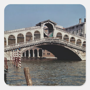 Pegatina Cuadrada Puente de Rialto, comenzado 1588
