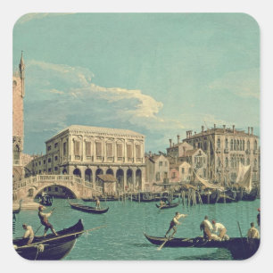 Pegatina Cuadrada Puente de suspiros, Venecia c.1740