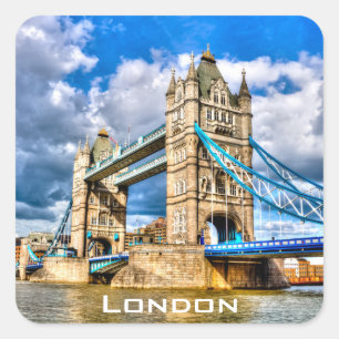 Pegatina Cuadrada Puente de torre