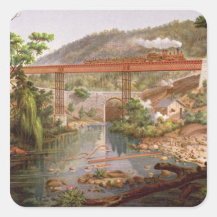 Pegatina Cuadrada Puente ferroviario en Atoyac, del 'álbum del Mexi