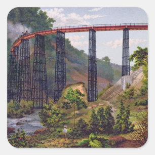 Pegatina Cuadrada Puente ferroviario en Metlac, del 'Álbum del Méxic