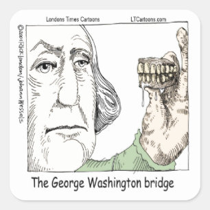 Pegatina Cuadrada Puente George Washington y Dentaduras Regalo Diver