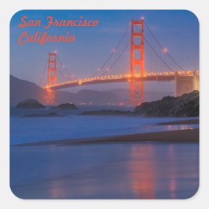 Pegatina Cuadrada Puente Golden Gate de San Francisco California