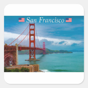Pegatina Cuadrada Puente Golden Gate San Francisco