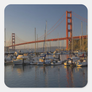 Pegatina Cuadrada Puente Golden Gate y San Francisco 4