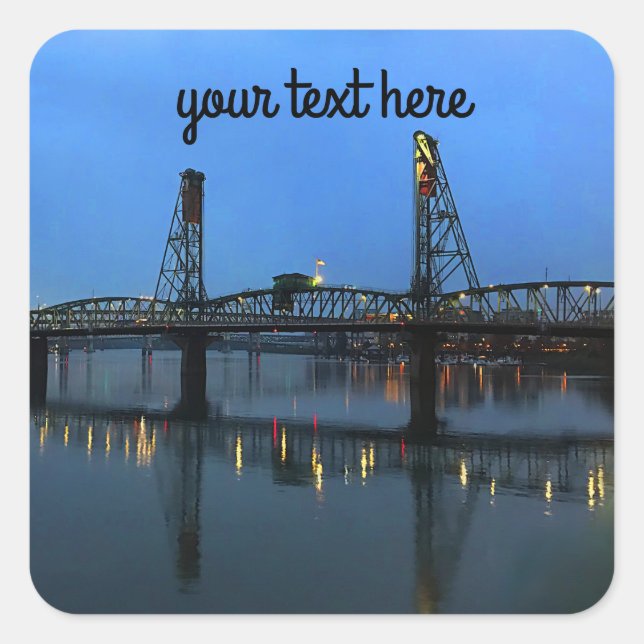 Pegatina Cuadrada Puente Hawthorne Portland #2 (Anverso)