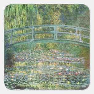 Pegatina Cuadrada Puente Japonés Nenúfares Arte de Claude Monet