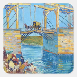 Pegatina Cuadrada Puente Langlois en Arles Van Gogh libro de arte
