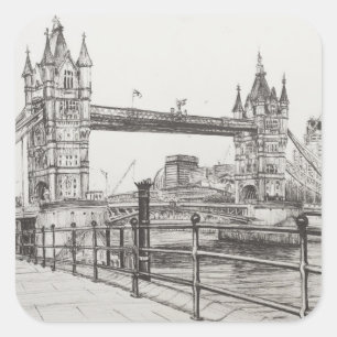 Pegatina Cuadrada Puente Londres 2006 de la torre