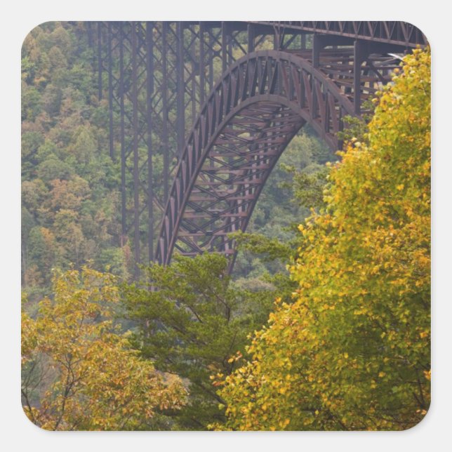 Pegatina Cuadrada Puente New River Gorge, New River Gorge (Anverso)