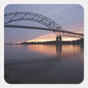 Pegatina Cuadrada Puente Sagamore sobre el canal de Cape Cod,
