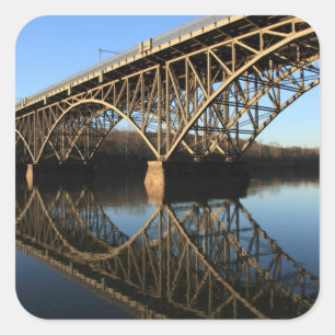 Pegatina Cuadrada Puente sobre el río de Schuylkill