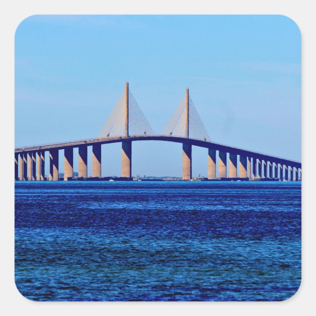 Pegatina Cuadrada Puente Sunshine Skyway (Anverso)