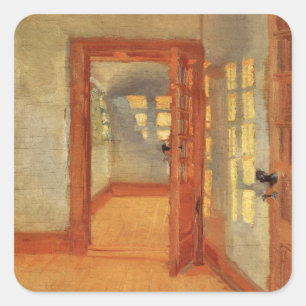 Pegatina Cuadrada Puerta abierta Ana interior impresionista soleado