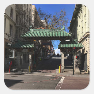 Pegatina Cuadrada Puerta Chinatown de San Francisco #3 Pegatinas