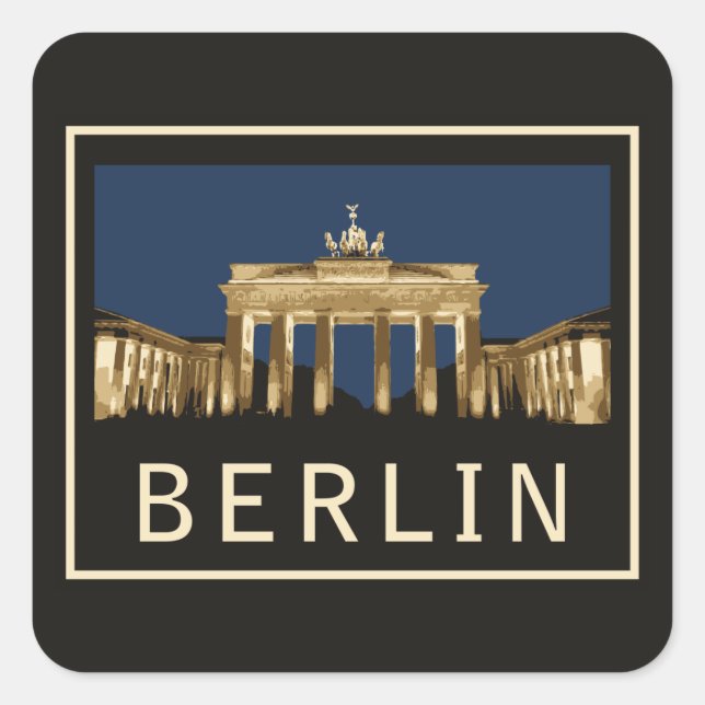 Pegatina Cuadrada Puerta de Berlín Brandeburgo (Anverso)