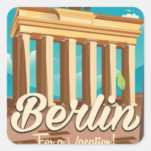 Pegatina Cuadrada Puerta de Brandeburgo, Berlín cartel de viaje de d