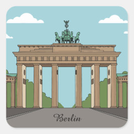Pegatina Cuadrada Puerta de Brandeburgo de Berlín – Clásico punto de