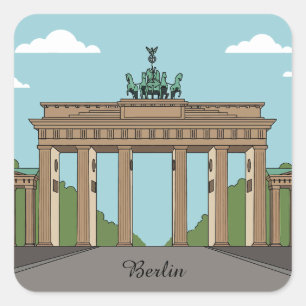 Pegatina Cuadrada Puerta de Brandeburgo de Berlín – Clásico punto de