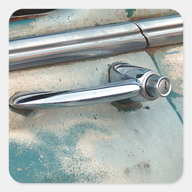 Pegatina Cuadrada Puerta de coche de época (Anverso)