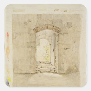 Pegatina Cuadrada Puerta de la entrada a la escuela real en Meissen