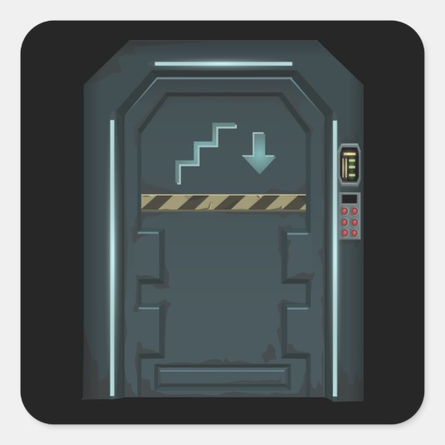 Pegatina Cuadrada Puerta de la nave espacial de la puerta de la puer (Anverso)