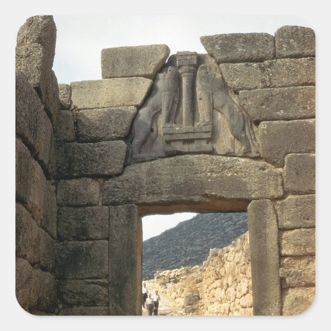 Pegatina Cuadrada Puerta del León sobre la entrada (Anverso)