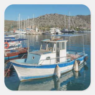 Pegatina Cuadrada Puerto de Bozburun cerca de Marmaris, Turquía