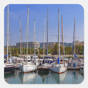 Pegatina Cuadrada Puerto de Cannes en Francia