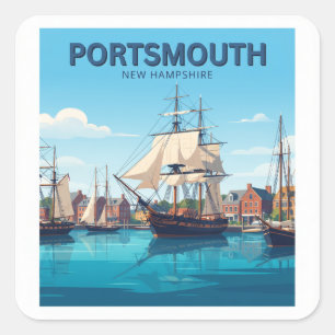 Pegatina Cuadrada Puerto de Portsmouth Nuevo Hampshire