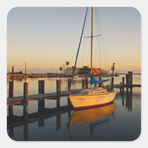 Pegatina Cuadrada puerto de Rockport, Texas al atardecer