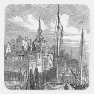 Pegatina Cuadrada Puerto de Rotterdam, Holanda