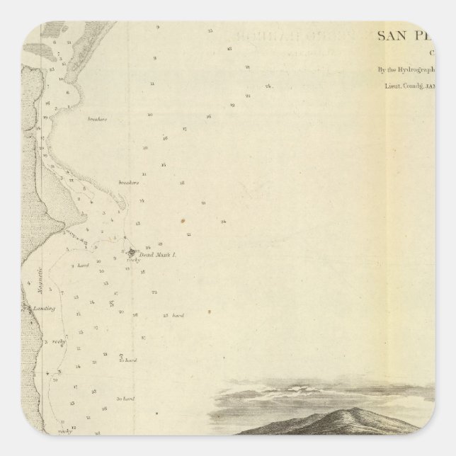 Pegatina Cuadrada Puerto de San Pedro, California (Anverso)