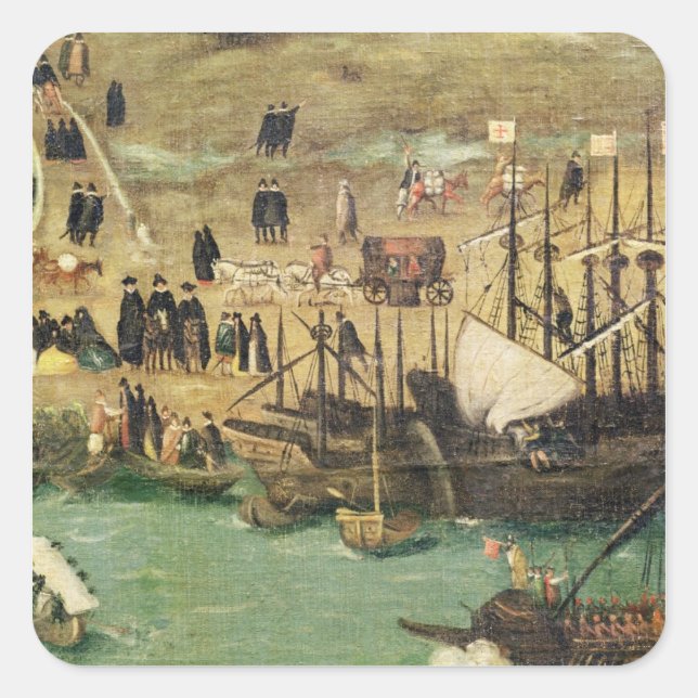Pegatina Cuadrada Puerto de Sevilla, c.1590 (Anverso)